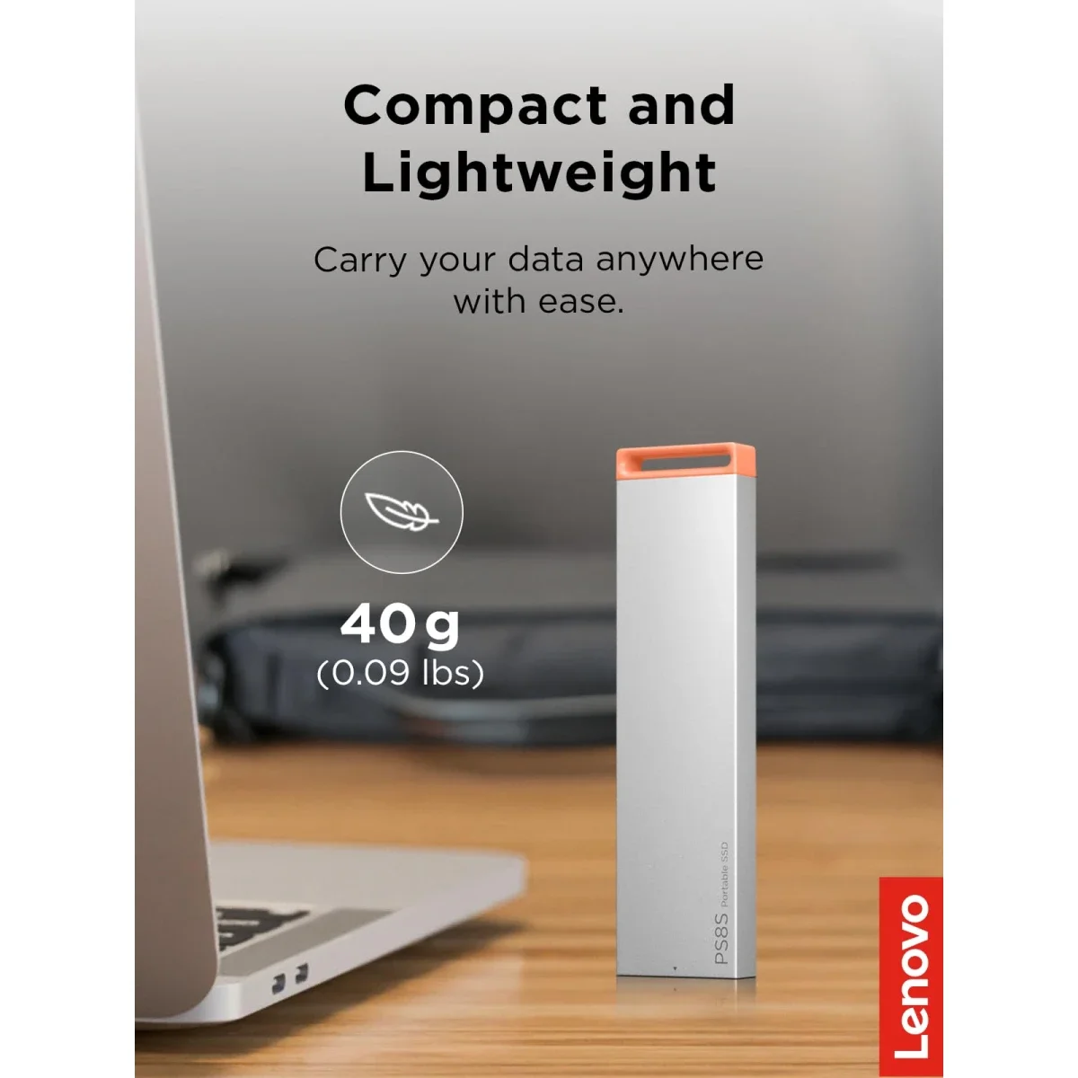 وحدة تخزين SSD محمولة Lenovo PS8S بسعة 1TB وUSB 3.2 Gen 2 - رمادي بارد