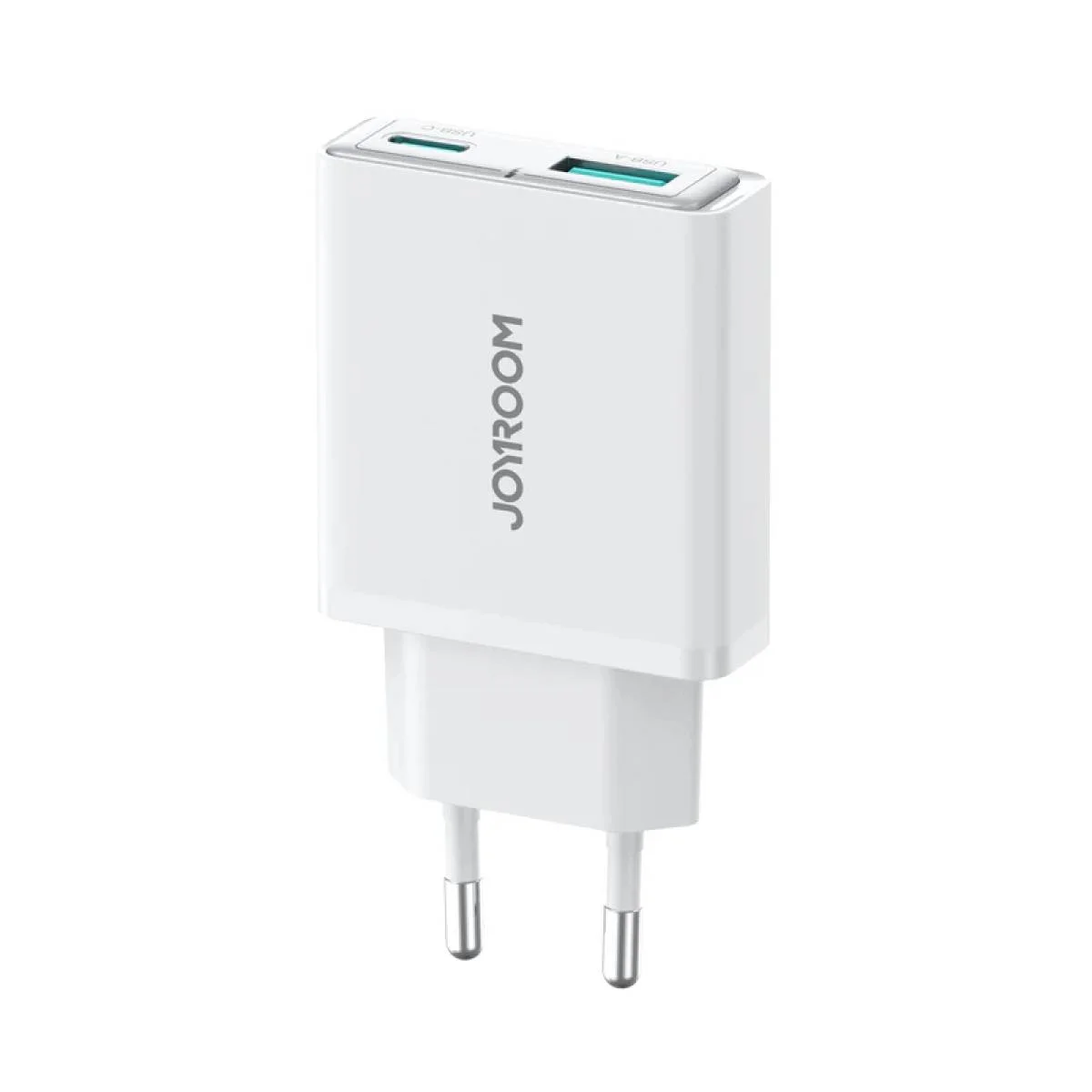 شاحن JOYROOM JR-TCF14 سريع فائق النحافة 20 واط بمنفذين USB-A وUSB-C - أبيض - Image 4