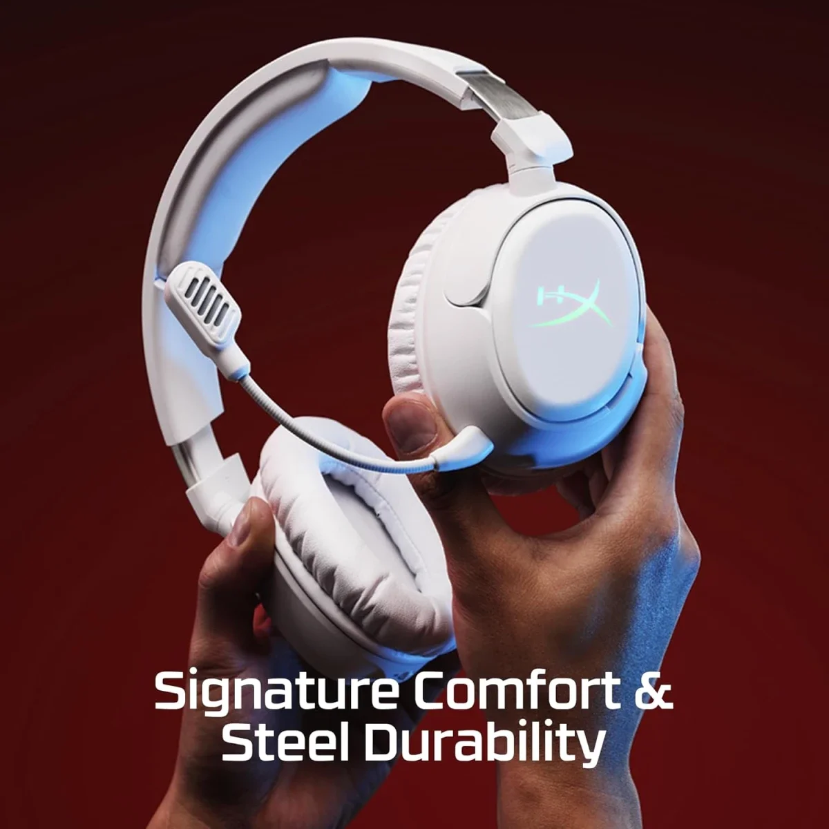 Hyper X Cloud Flight 2 Wireless Gaming Headset with RGB, 100-Hour Battery, 2.4GHz & Bluetooth - White - Thumbnail 8