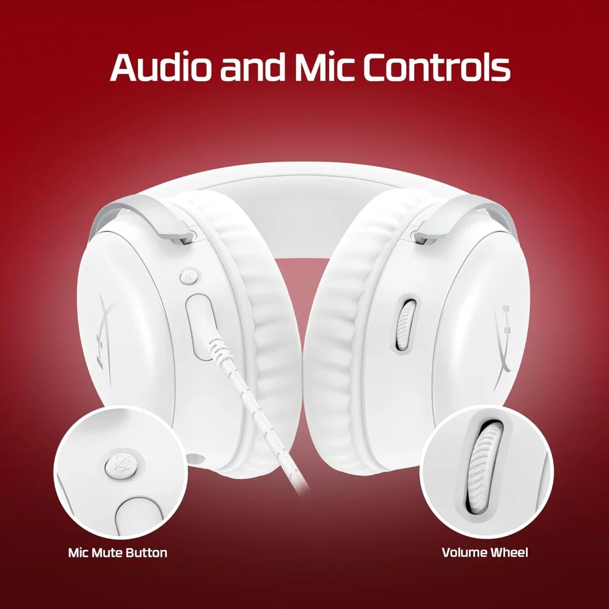 HyperX Cloud III Wired Gaming Headset, 53mm Drivers, DTS Spatial Audio, White - Thumbnail 6