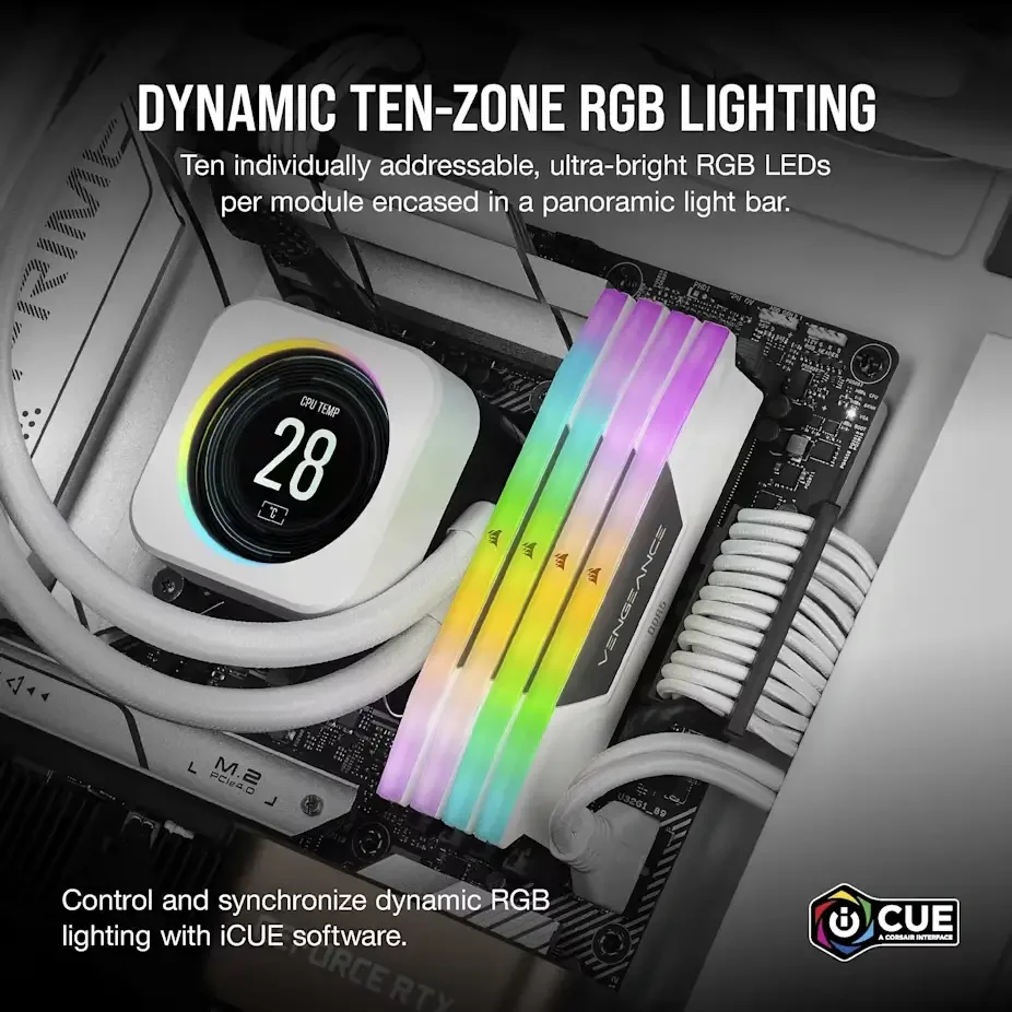 Corsair VENGEANCE 32GB (2x16GB) 6000MHz RGB DDR5 RAM Grey CL36 - Thumbnail 3