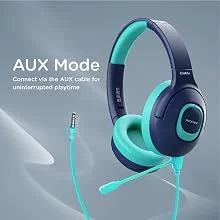 Promate Coddy Kids Wired & Wireless Headphones, 85dB-93dB Safe Volume, 20H Playtime, Emerald - Thumbnail 11
