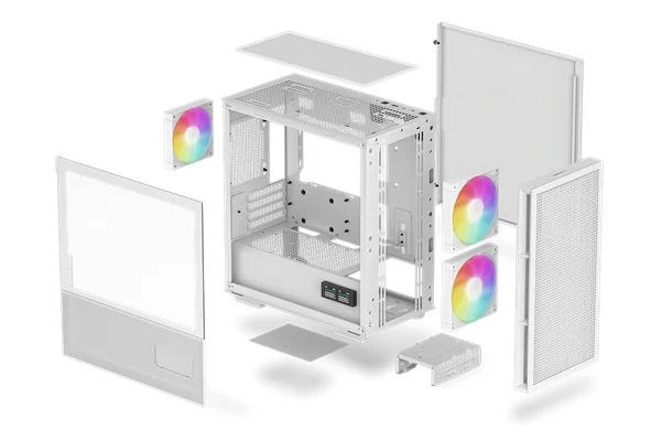 هيكل كمبيوتر DeepCool CH360 Digital Micro-ATX بتدفق هواء عالي مع مراوح ARGB وشاشة عرض حالة مزدوجة - White - Image 10