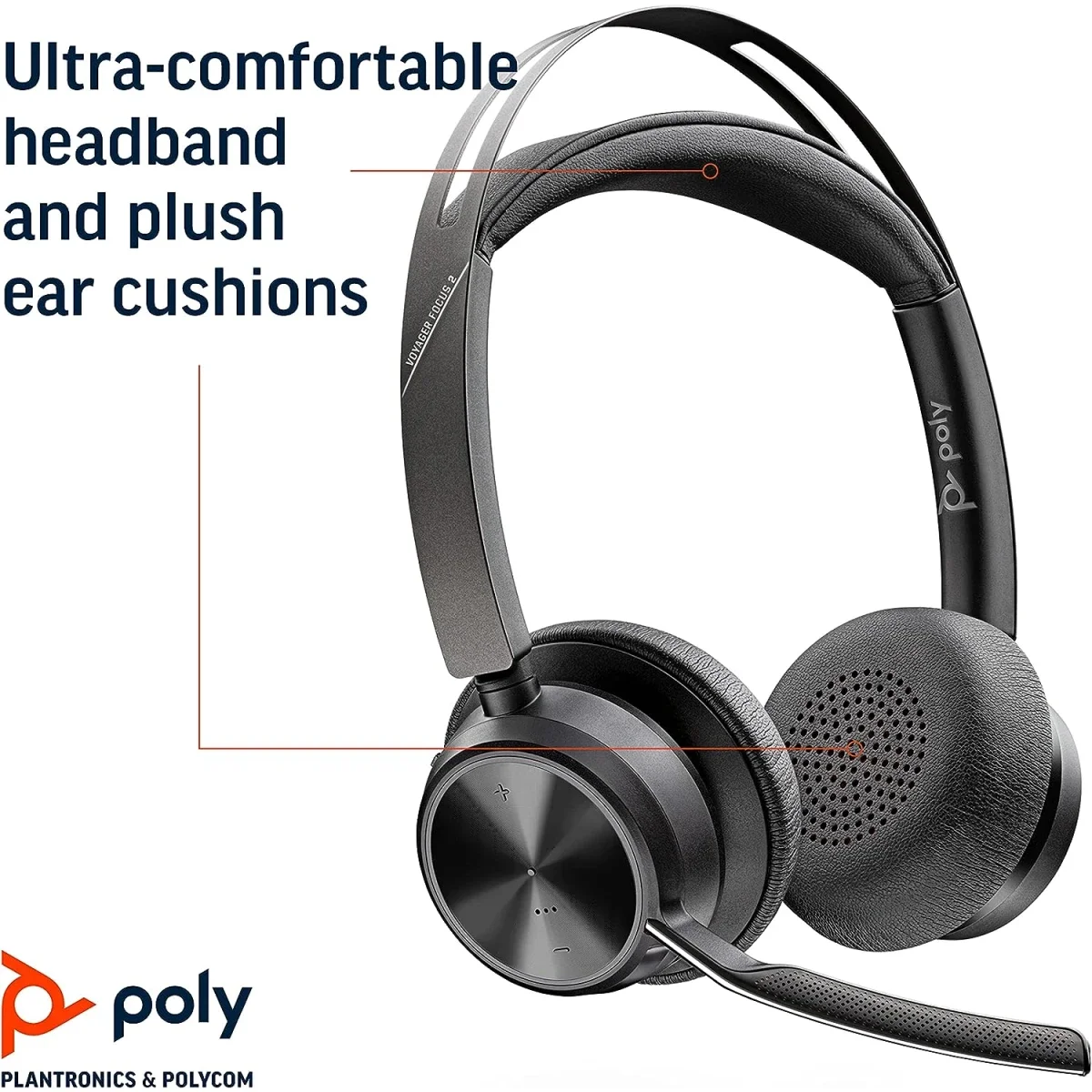 Poly Voyager Focus 2 Microsoft Teams Certified USB-C Bluetooth ANC Headset with Charging Stand - Thumbnail 10