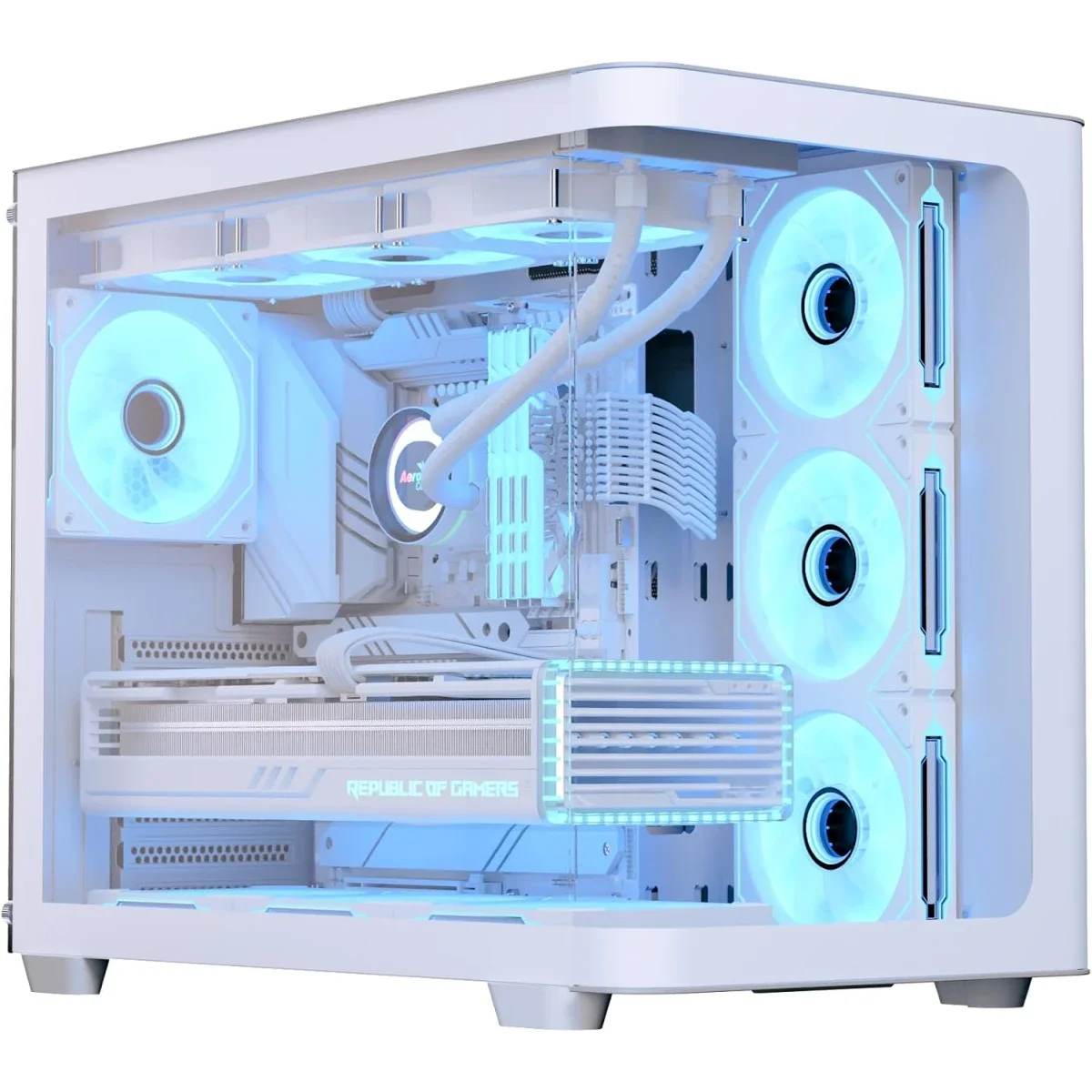 AeroCool P500C ATX Mid-Tower Gaming PC Case with 4 ARGB Fans, White - Image 2