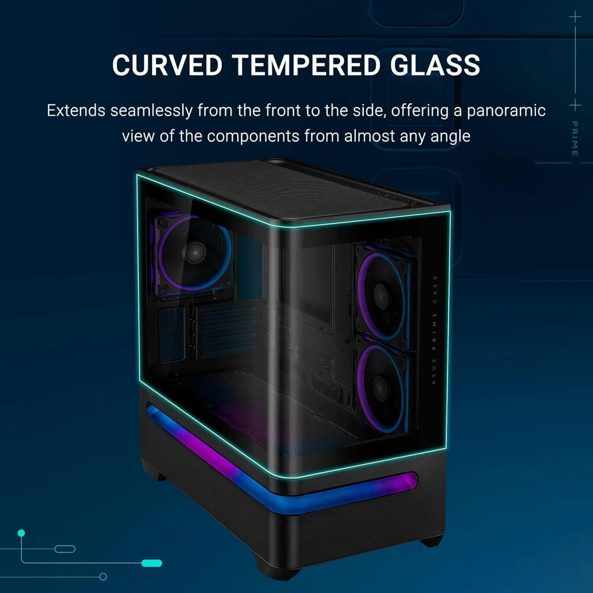 Asus Prime AP202 ARGB Black Micro-ATX PC Case with Curved Tempered Glass and 3 ARGB Fans - Image 2