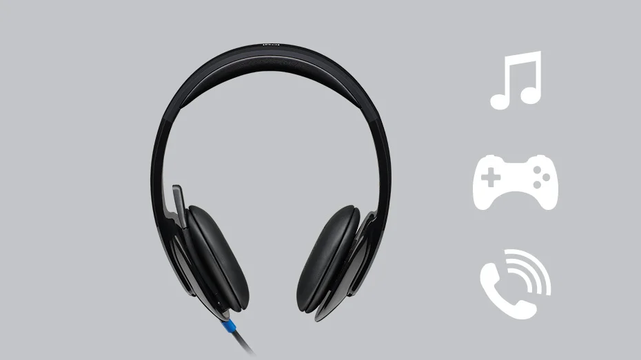 سماعة رأس Logitech H540 USB بميكروفون عازل للضوضاء للكمبيوتر وMac - Thumbnail 4