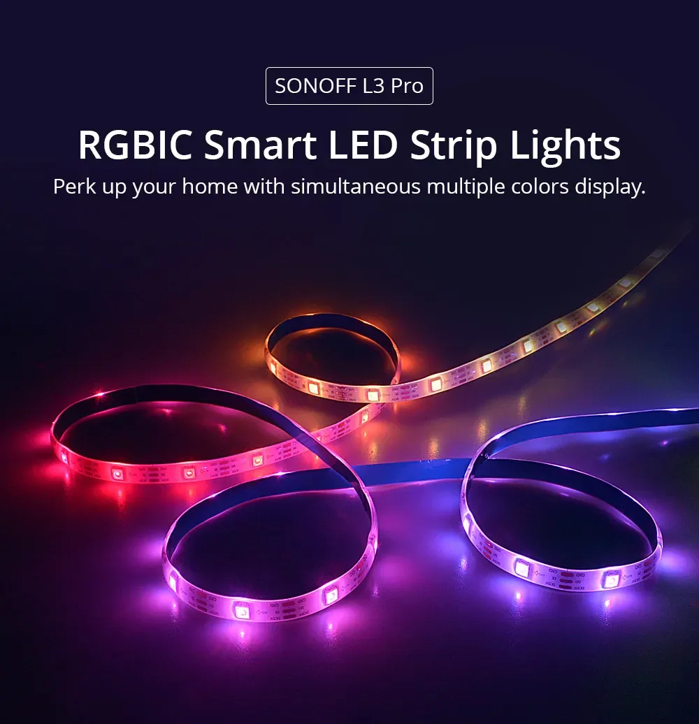 شريط إضاءة LED ذكي WiFi RGBIC من SONOFF L3 Pro مع وضع الموسيقى - Thumbnail 7