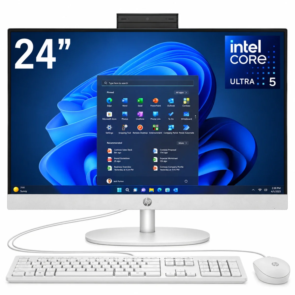 كمبيوتر الكل في واحد HP 24-cr1044ne إصدار 2025 بمعالج Core Ultra 5 ‏12 نواة وشاشة IPS ‏24 إنش Full HD بتغطية 99% sRGB، أبيض