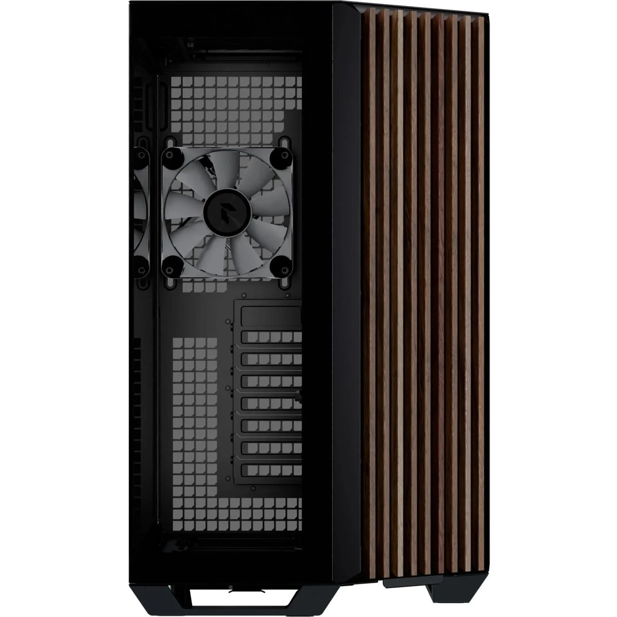 APNX V1 Black/Wood ATX Mid-Tower Panoramic Tempered Glass Gaming Case with 4 ARGB Fans - Image 4