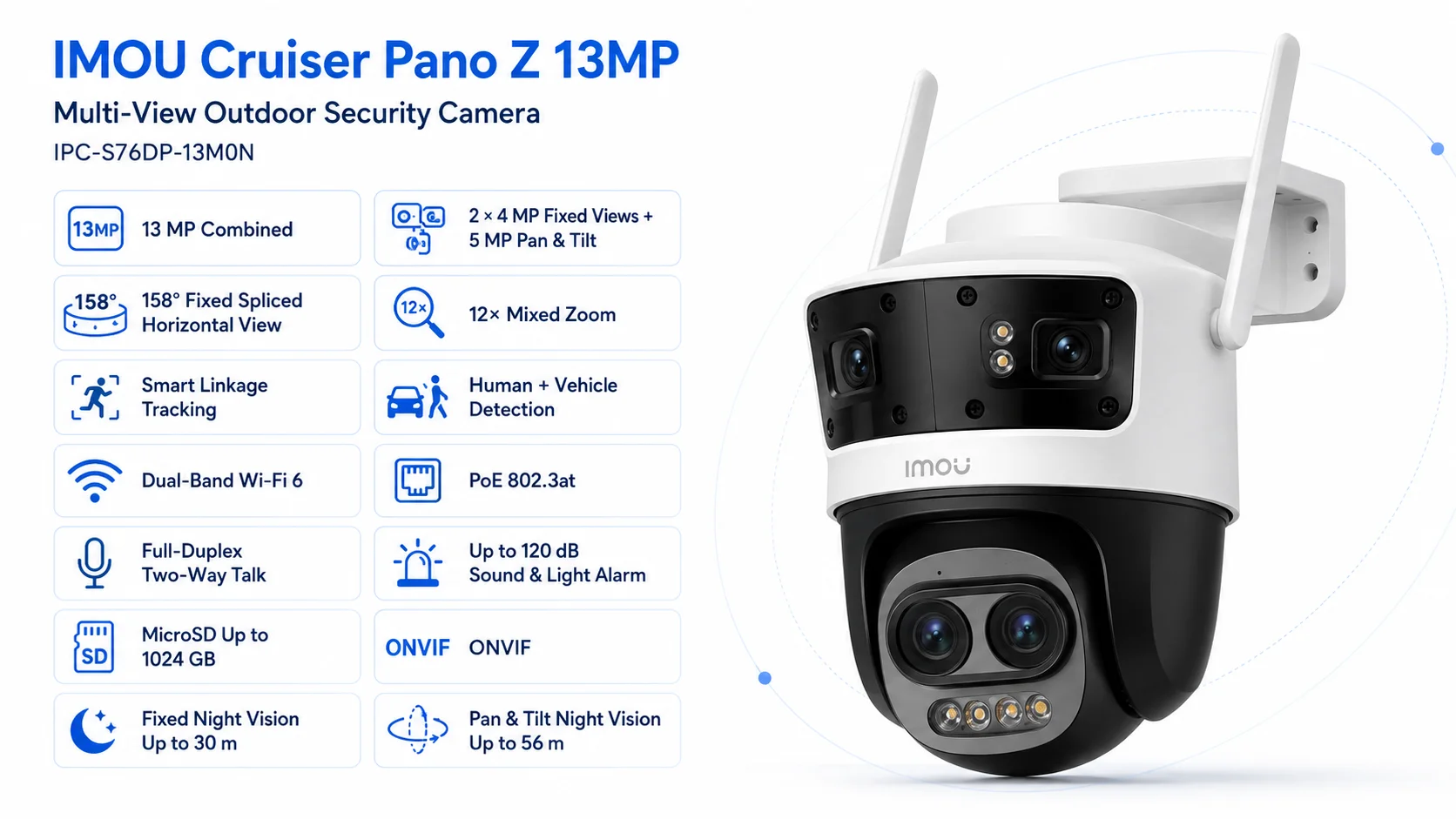 IMOU Cruiser Pano Z 13MP 4-Lens Outdoor Wi-Fi 6 PoE Security Camera with 12x Zoom - Image 11