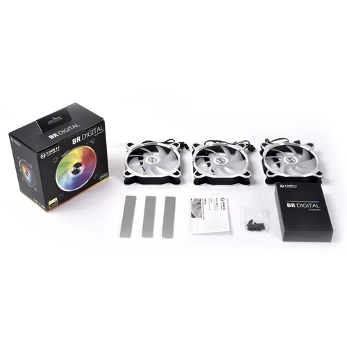 ثلاثة مراوح تبريد ألمنيوم بإطار فضي مع اضاءة LIAN LI ARGB LED - Image 4