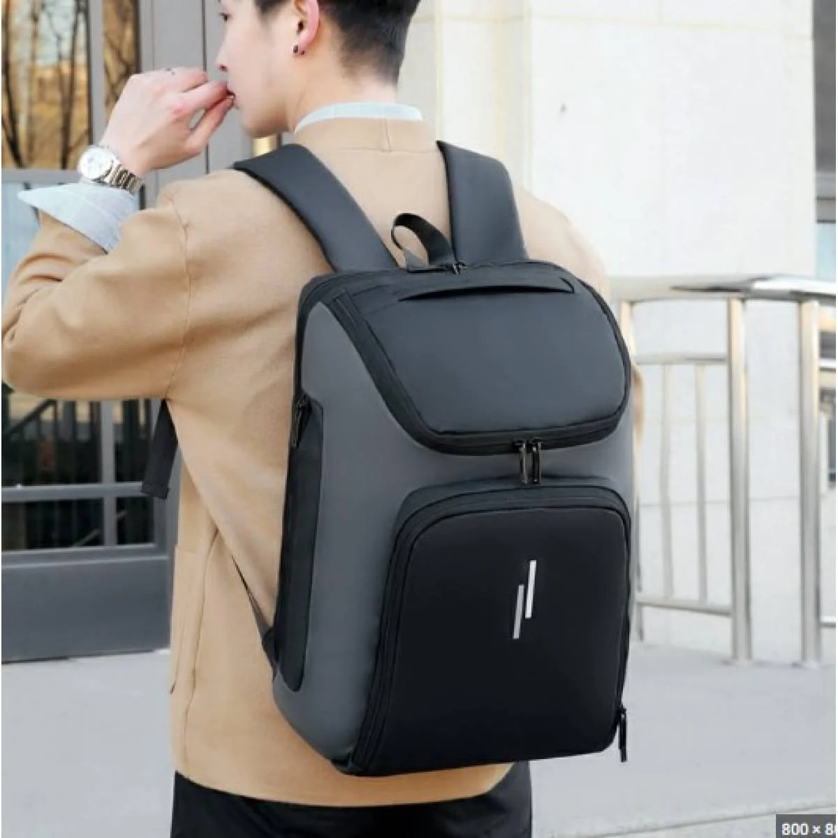 Expandable Business Laptop Backpack with USB Charging Port for Up to 17-Inch Laptops - Black - Image 3