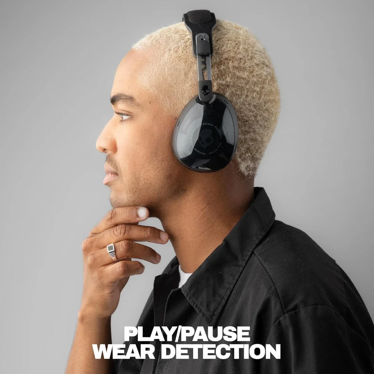 سماعات رأس Skullcandy Aviator 900 ANC لاسلكية فوق الأذن بتقنية Bluetooth، أسود حقيقي - Thumbnail 6