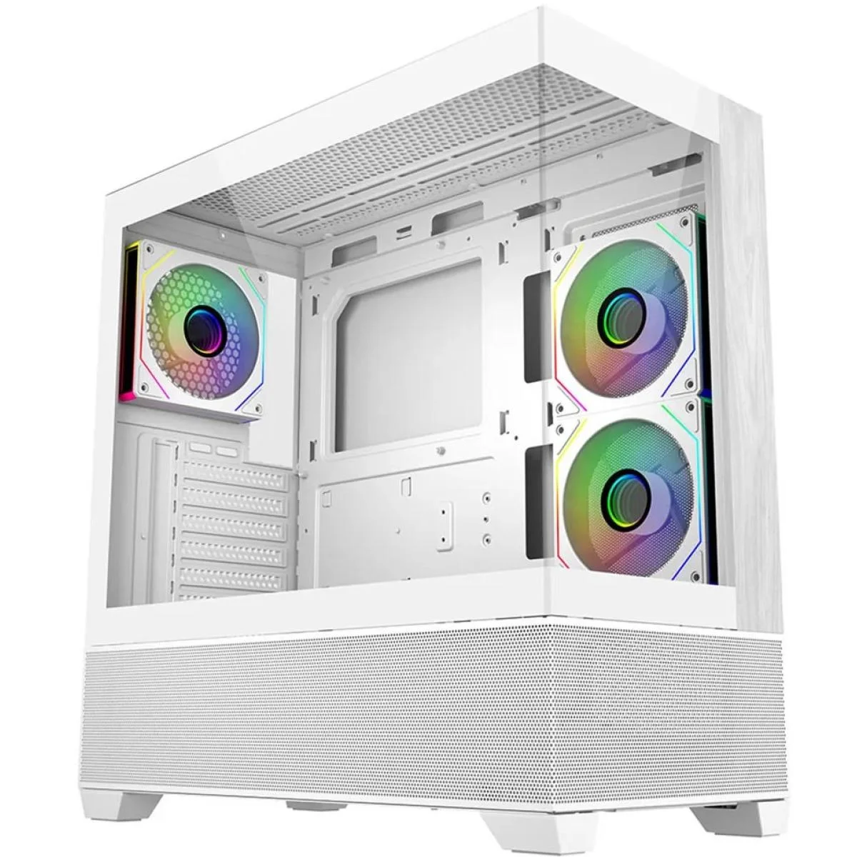 Cooler Master Elite 690 Wood White ATX ARGB Mid-Tower Gaming Case with Tempered Glass