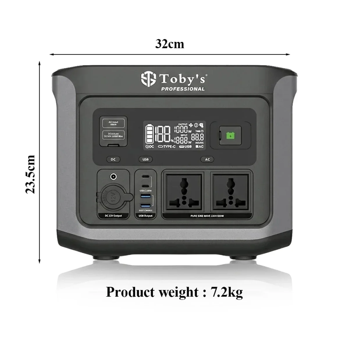Toby's TBS-144A Portable Power Station 600W 144000mAh 460.8Wh with 220V AC Output - Black - Image 3