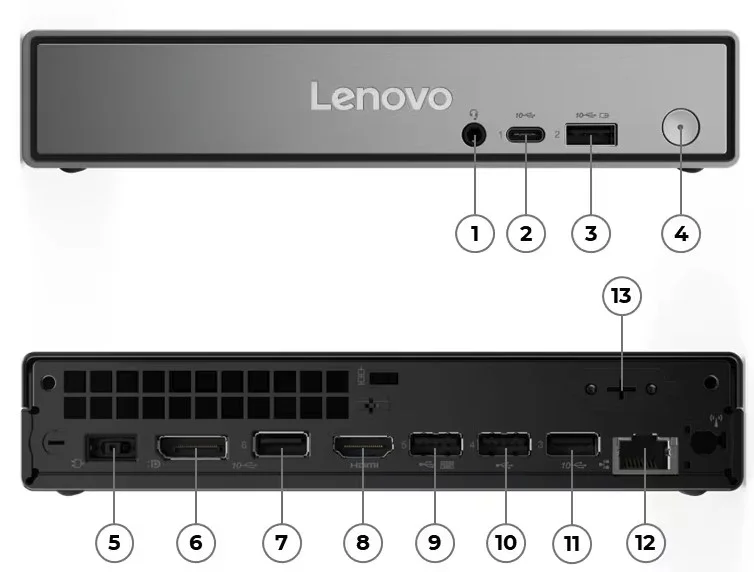 Lenovo ThinkCentre Neo 50q Gen 5 (2025) Tiny PC, Intel Core 5 210H, Wireless & Bluetooth, Black - Thumbnail 8
