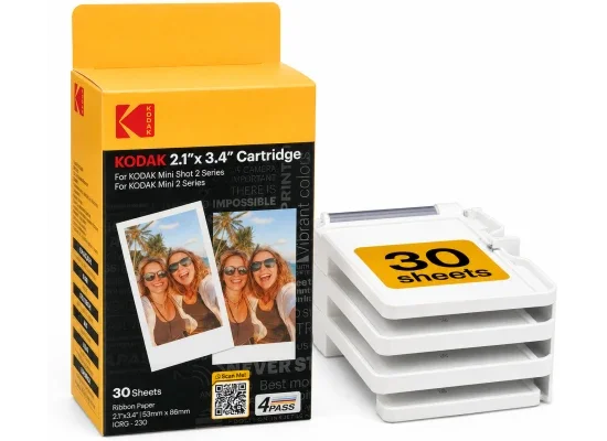 خرطوشة إعادة تعبئة صور Kodak 4PASS مقاس 2.1 × 3.4 إنش لطابعة Mini Shot 2 Era، 30 ورقة