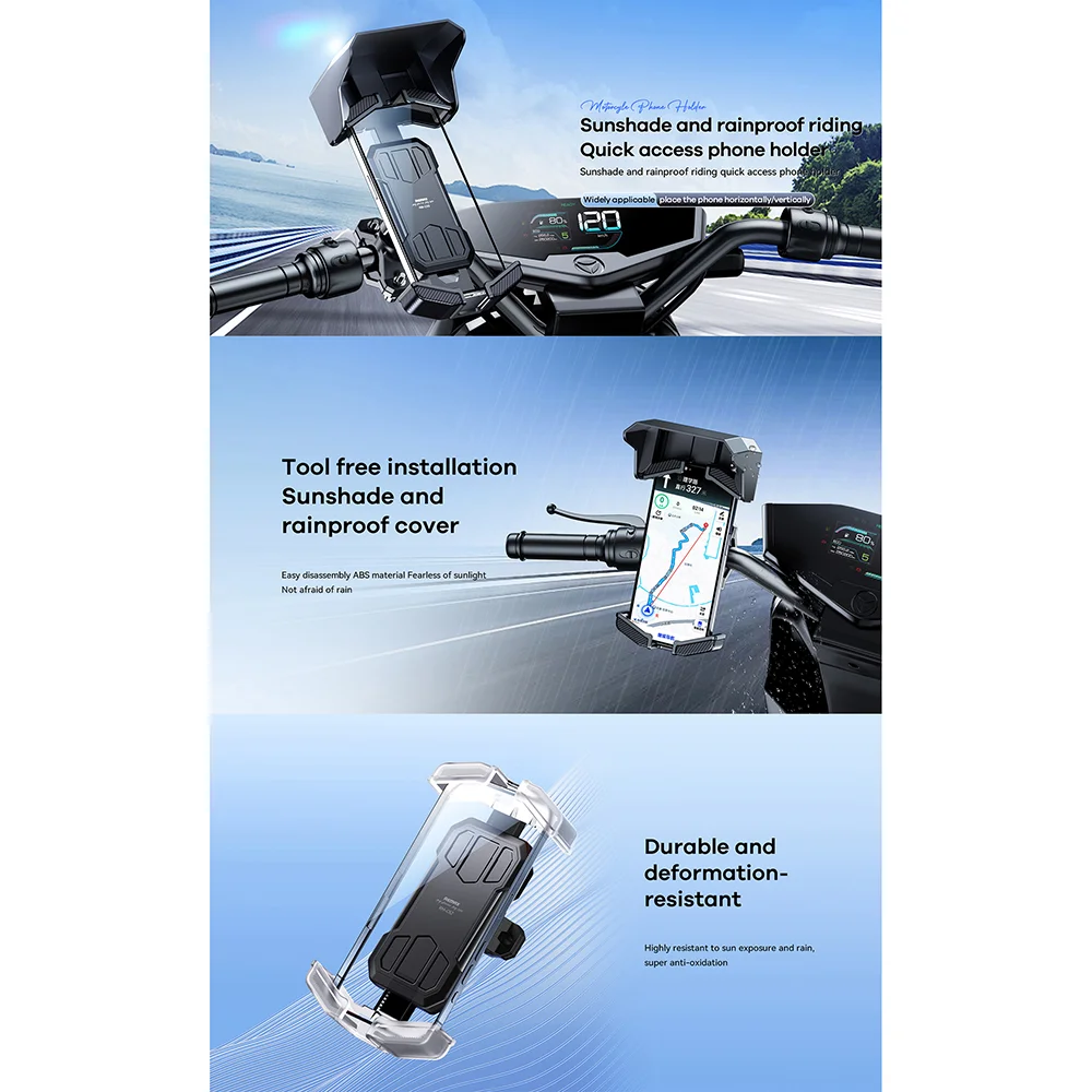 Remax RM-C53 Cycling Phone Holder with Sunshade and Rainproof Cover - Image 5