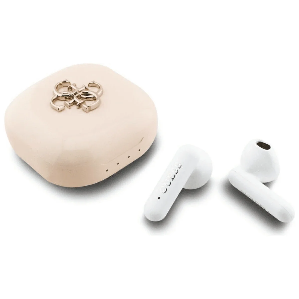 GUESS GUTWSJ7HE4GP 4G Metal Logo TWS Bluetooth Earphones with Charging Case - Pink