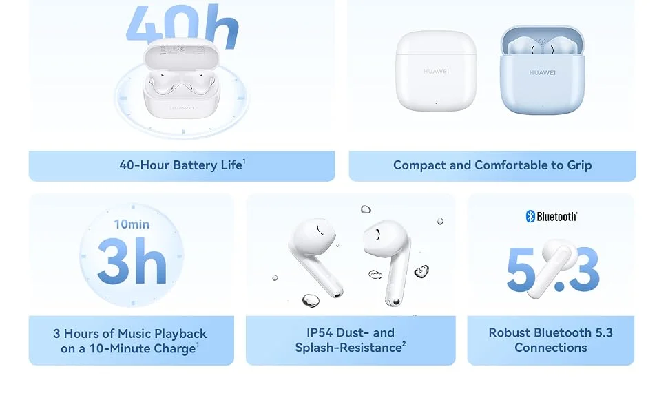 HUAWEI FreeBuds SE 2 Wireless Earbuds, 40-Hour Battery Life, White - Image 8