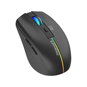 ماوس لاسلكي Promate KITT ببطارية قابلة للشحن 500mAh وإضاءة RGB ودقة 1600 DPI أسود - Thumbnail 8
