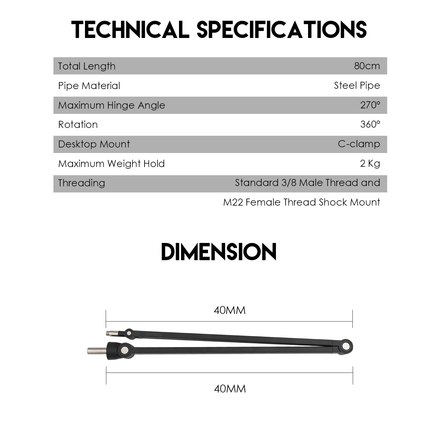 Fantech AC902s Adjustable Microphone Stand - Image 7