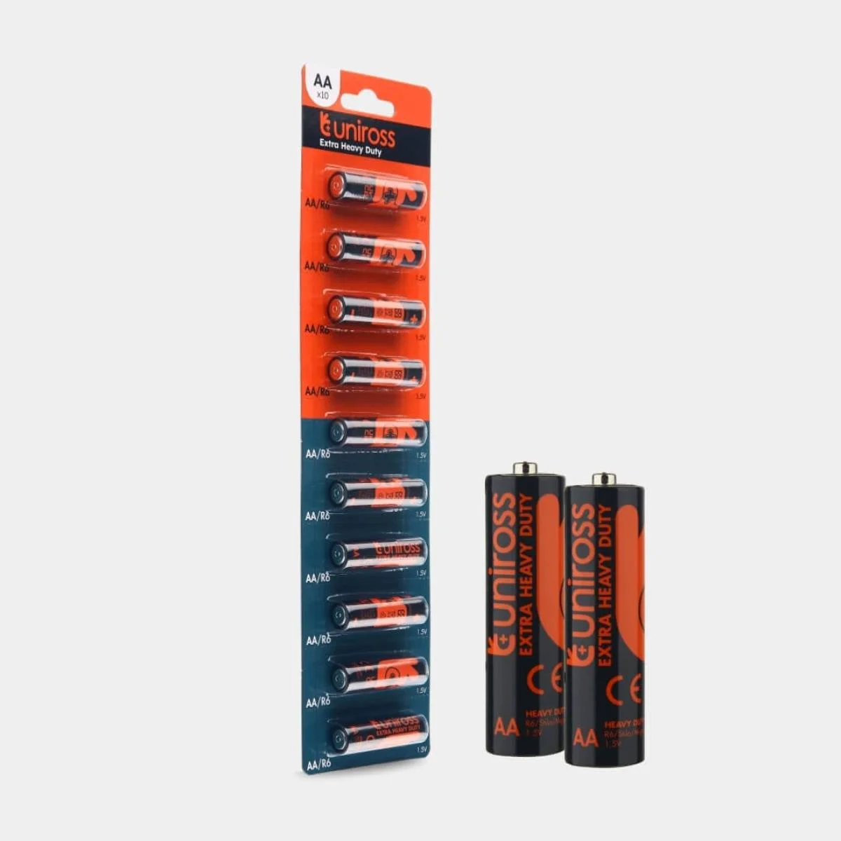 Uniross R6 AA Heavy Duty Zinc Batteries 1.5V Mercury & Cadmium Free 10-Pack - Thumbnail 2