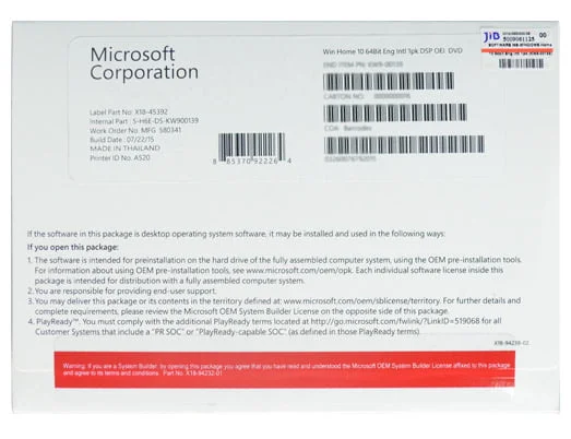 نظام تشغيل Microsoft Windows 10 Home 64 بت إنجليزي KW9-00139U3