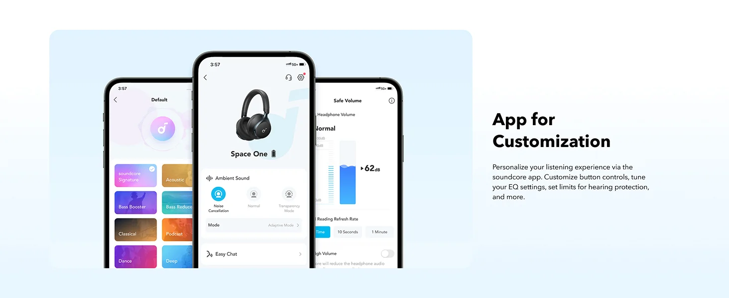 Anker Soundcore Space One ANC Wireless Headphones, LDAC, Bluetooth 5.3, Black - Thumbnail 17