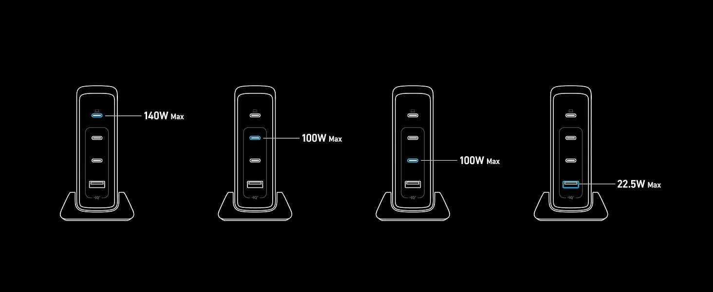 شاحن Anker Prime سريع GaN USB-C بقدرة 240 واط و4 منافذ - Thumbnail 14