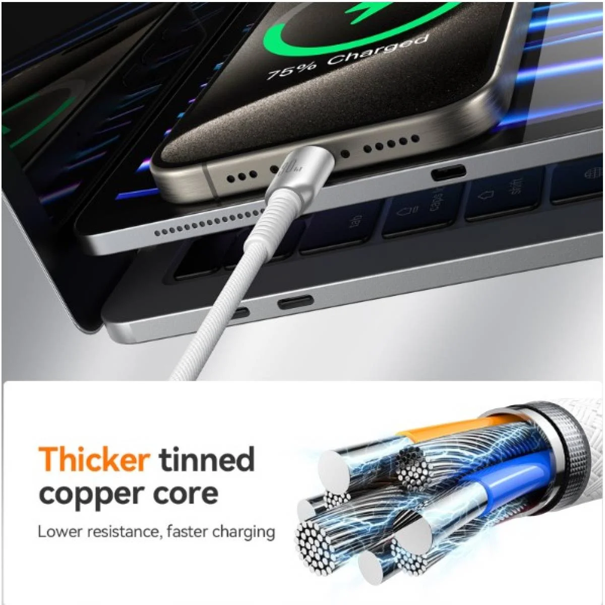 كابل شحن وبيانات JOYROOM S-A51 Cutting-Edge Series بقدرة 60W بطول 1.2 متر Type-C إلى Type-C - Thumbnail 5