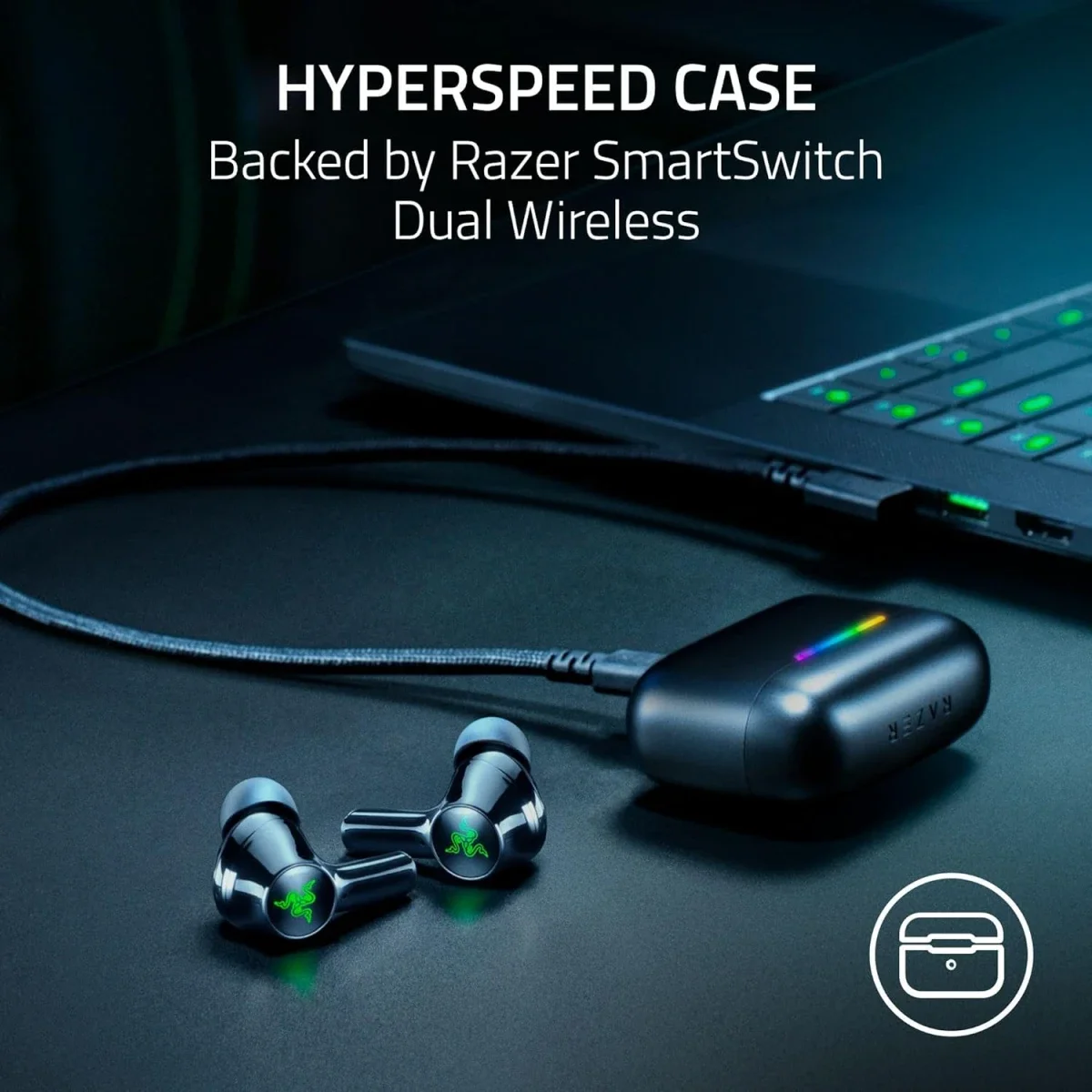 سماعات ألعاب لاسلكية Razer Hammerhead V3 X HyperSpeed بتقنية 2.4GHz وBluetooth 5.3، أسود - Image 3
