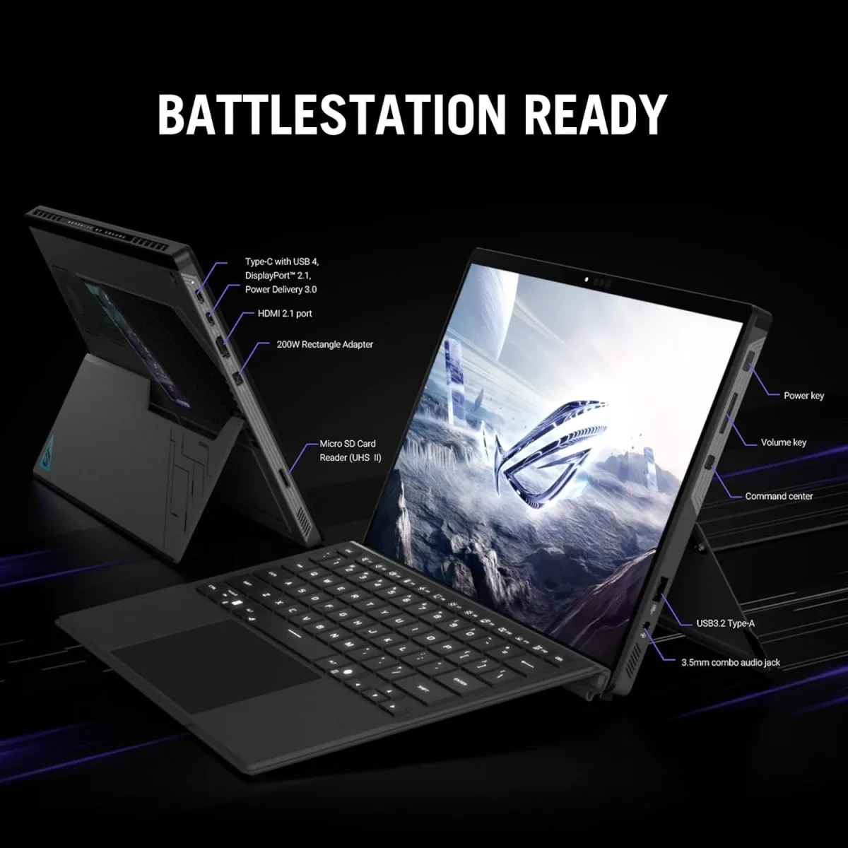 لابتوب تابلت ألعاب Asus ROG Flow Z13 GZ302 مقاس 13.4 إنش 2.5K IPS 180Hz Touch، Ryzen AI MAX+ 395، رام 32GB، SSD 1TB، Off Black - Image 7