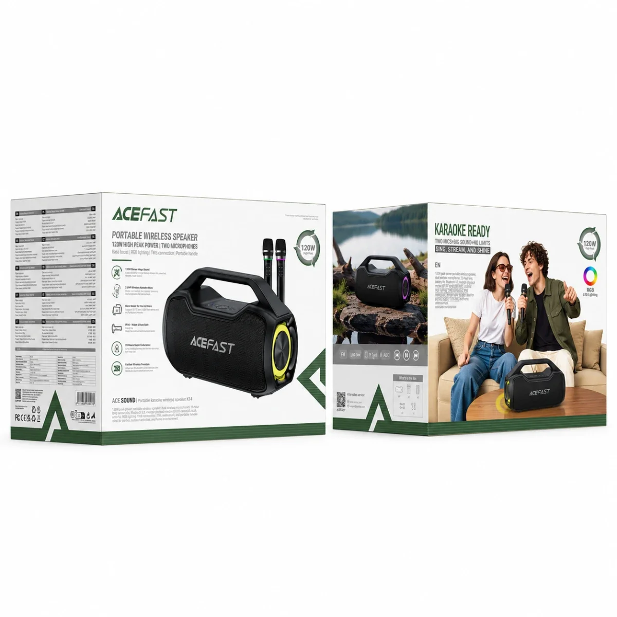 ACEFAST K14 120W Portable Wireless Karaoke Speaker with 2 Microphones - Black - Image 8