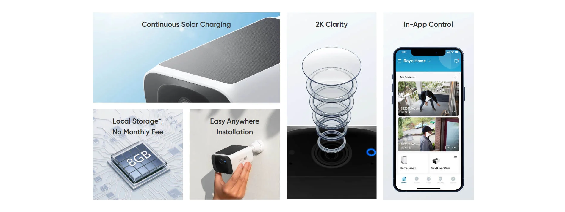 كاميرا مراقبة Anker eufy SoloCam S220 خارجية 2K بالطاقة الشمسية وWi-Fi T8134321 - Image 10