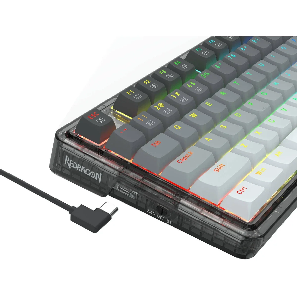 كيبورد ألعاب ميكانيكي Redragon K673GG PRO لاسلكي RGB بنسبة 75%، 81 مفتاح، سويتش أحمر - Thumbnail 3