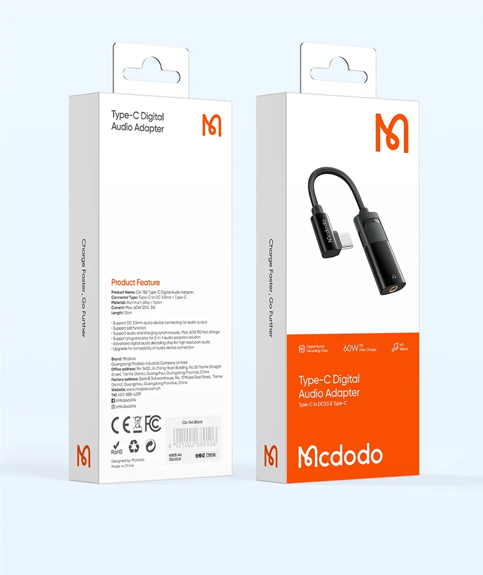 Mcdodo CA-1880 60W PD USB-C to USB-C and 3.5mm AUX Audio Cable - Image 19