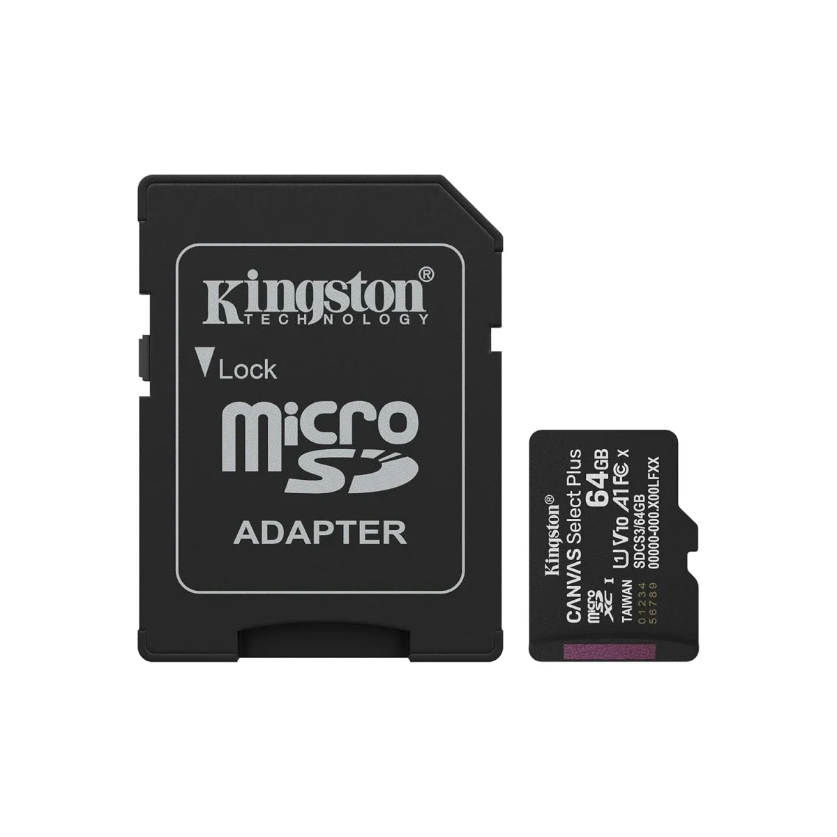 بطاقة ذاكرة Kingston Canvas Select Plus SDCS3 microSDXC سعة 64GB بسرعة تصل إلى 100MB/s فئة A1 Class 10 UHS-I مع محول - Image 2