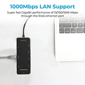 محول USB-C 9 في 1 Promate PrimeHub-Go مع 100W PD و4K HDMI ومنفذ LAN جيجابت و4 منافذ USB وفتحات TF/SD - Image 13