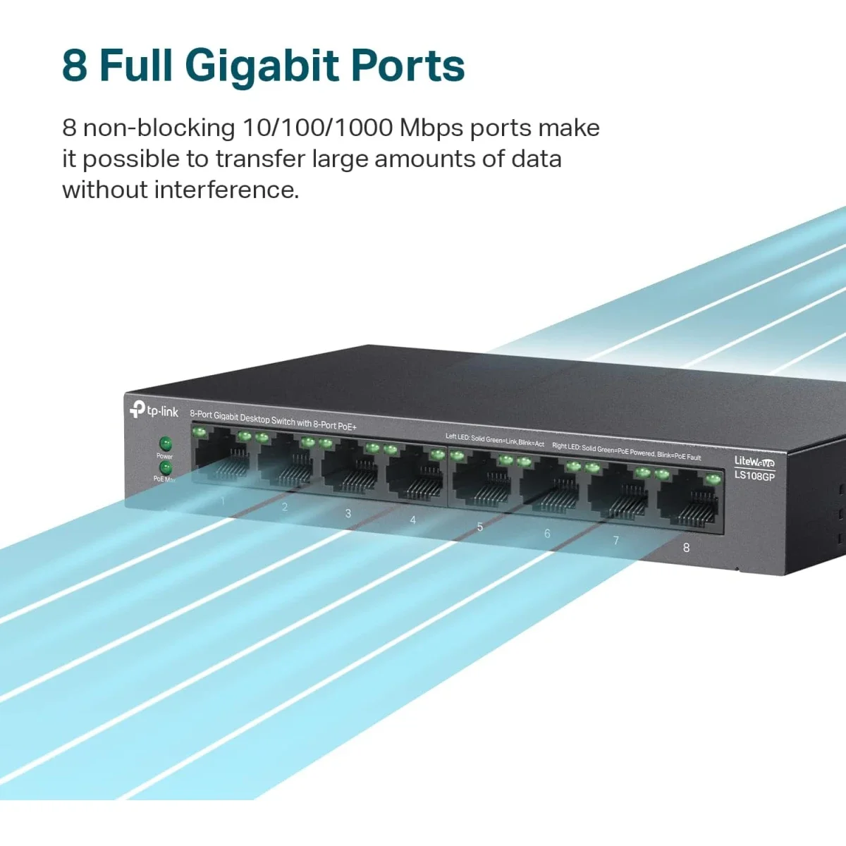سويتش شبكة TP-LINK LS108GP جيجابت PoE+ بـ 8 منافذ 62W - Image 2