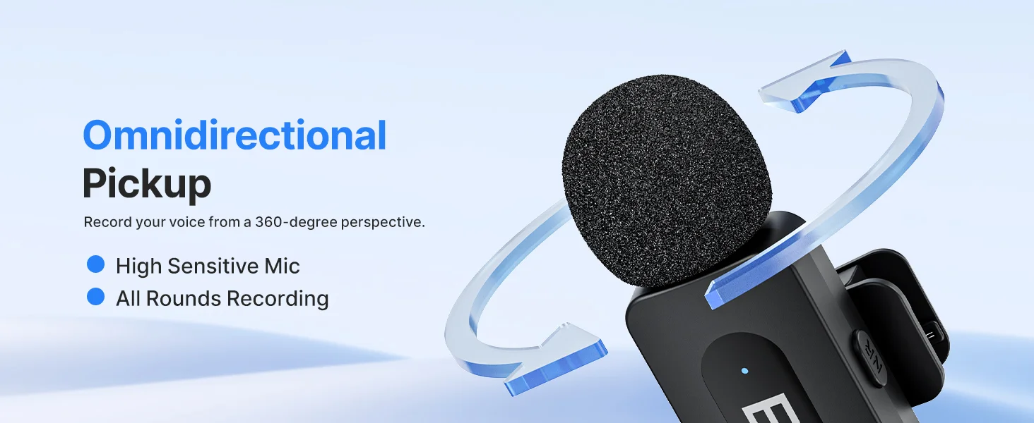 Boya BY-V30 Wireless Lavalier Microphone with USB-C Receiver, 36H Battery Life - Black - Image 9