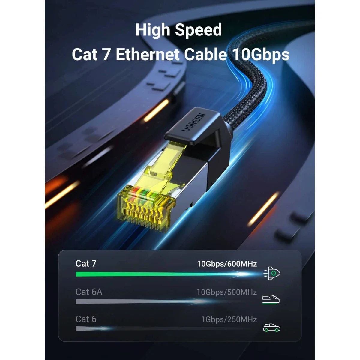كيبل إيثرنت Ugreen Cat7 نحاس نقي مضفر 15 متر - أسود - Image 4