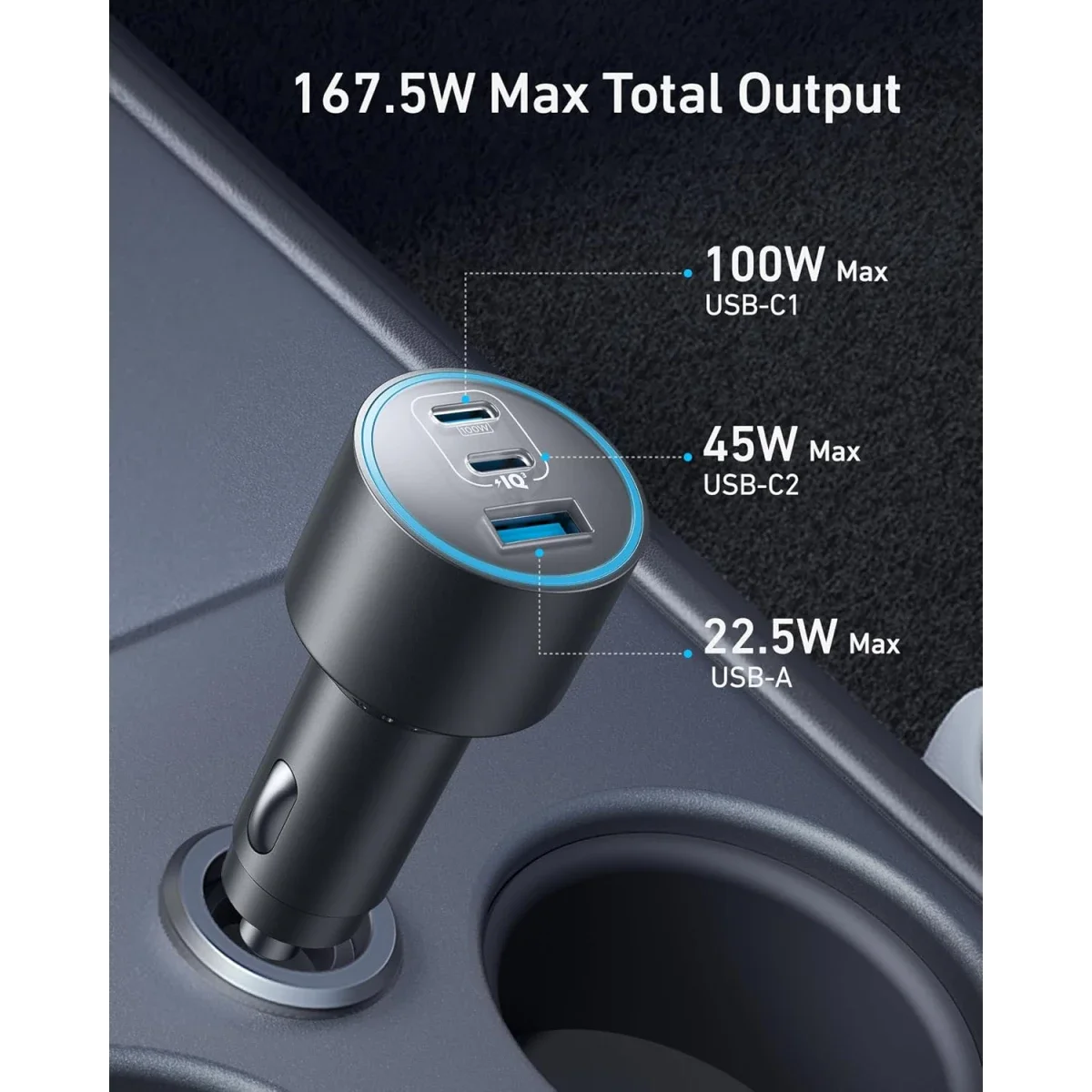 Anker B2737 167.5W 3-Port Ultra-Compact USB-C Car Charger - Image 3