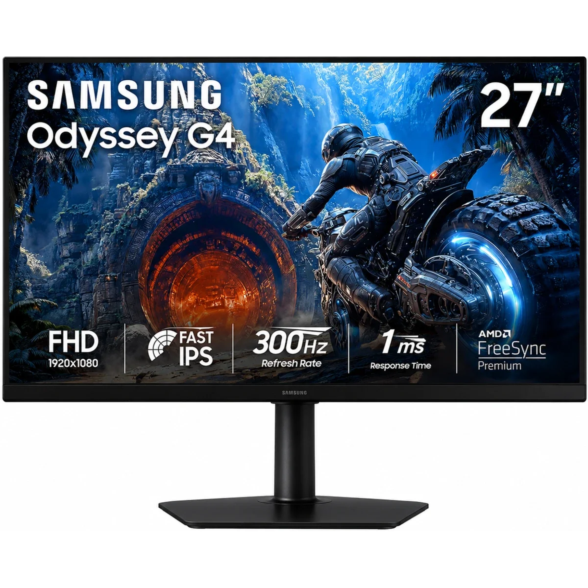 شاشة ألعاب Samsung Odyssey G4 G40H مقاس 27 إنش FHD بتردد 300 هرتز Fast IPS باللون الأسود