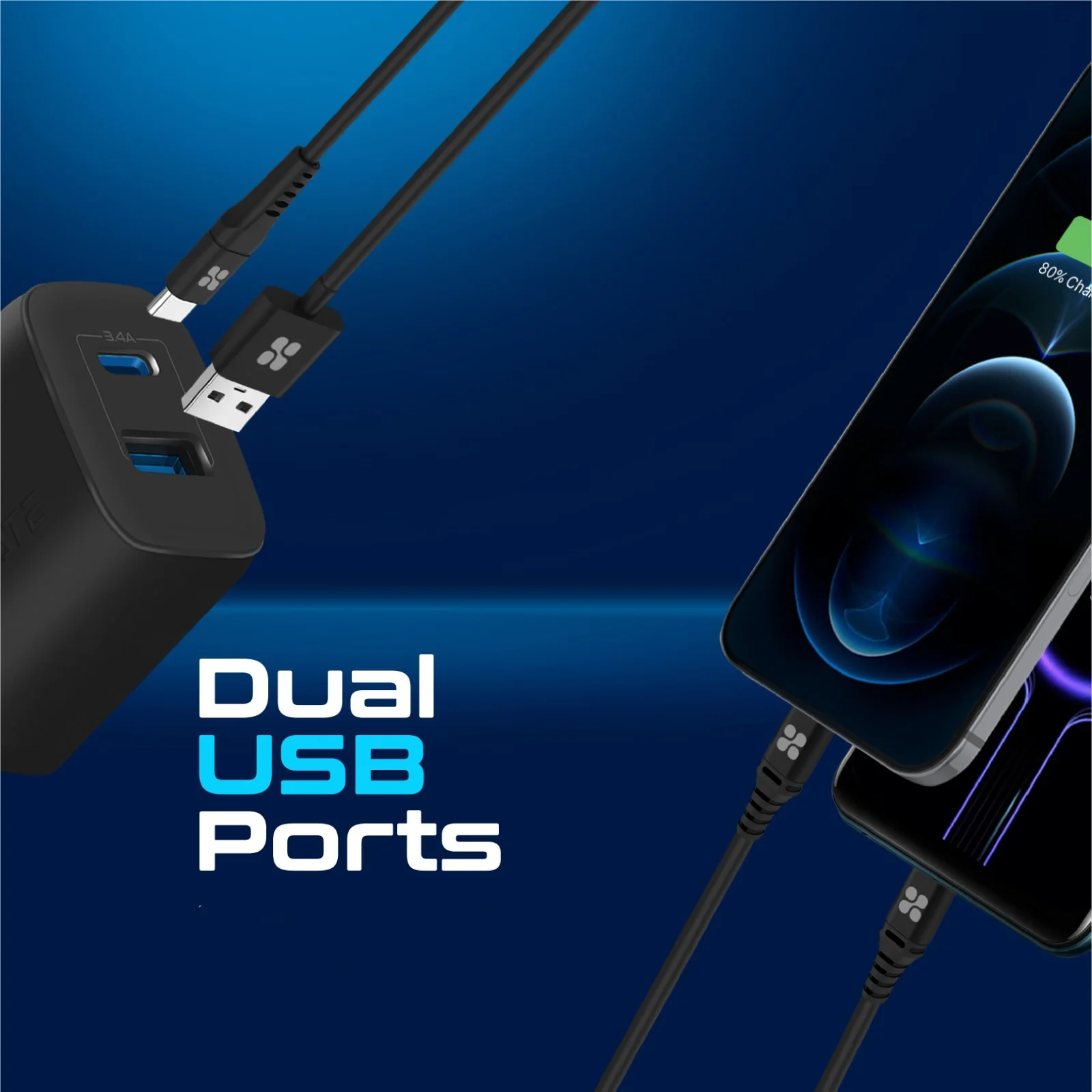 شاحن حائط Promate BiPlug-2 ثنائي المنافذ USB-C وUSB-A بقدرة 17 واط قابس أوروبي - أبيض - Thumbnail 8