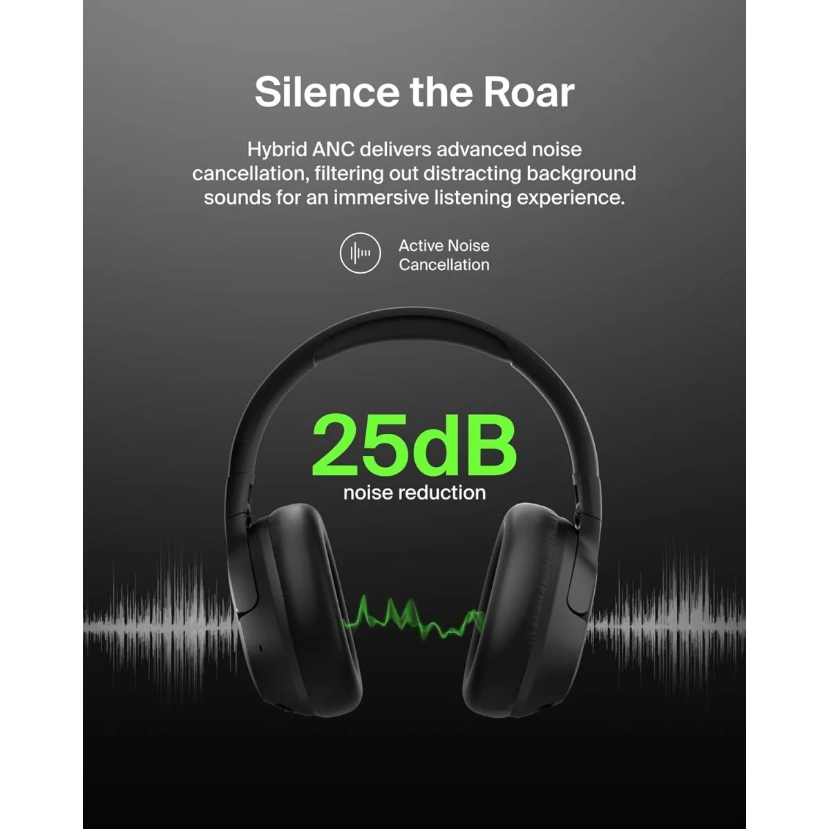 Belkin SoundForm Isolate Wireless Over-Ear ANC Headphones with Mic, Bluetooth 5.4, 60H Playtime, Black - Thumbnail 6