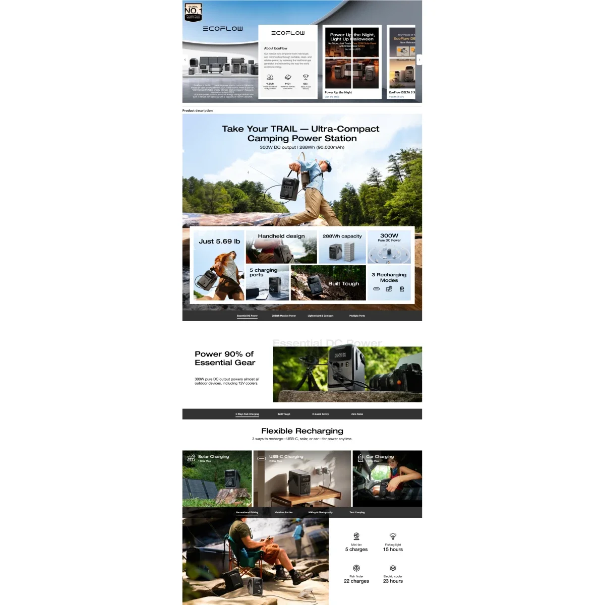 EcoFlow TRAIL 300 DC Portable Power Station 288Wh LiFePO4, 300W DC Output - Thumbnail 9