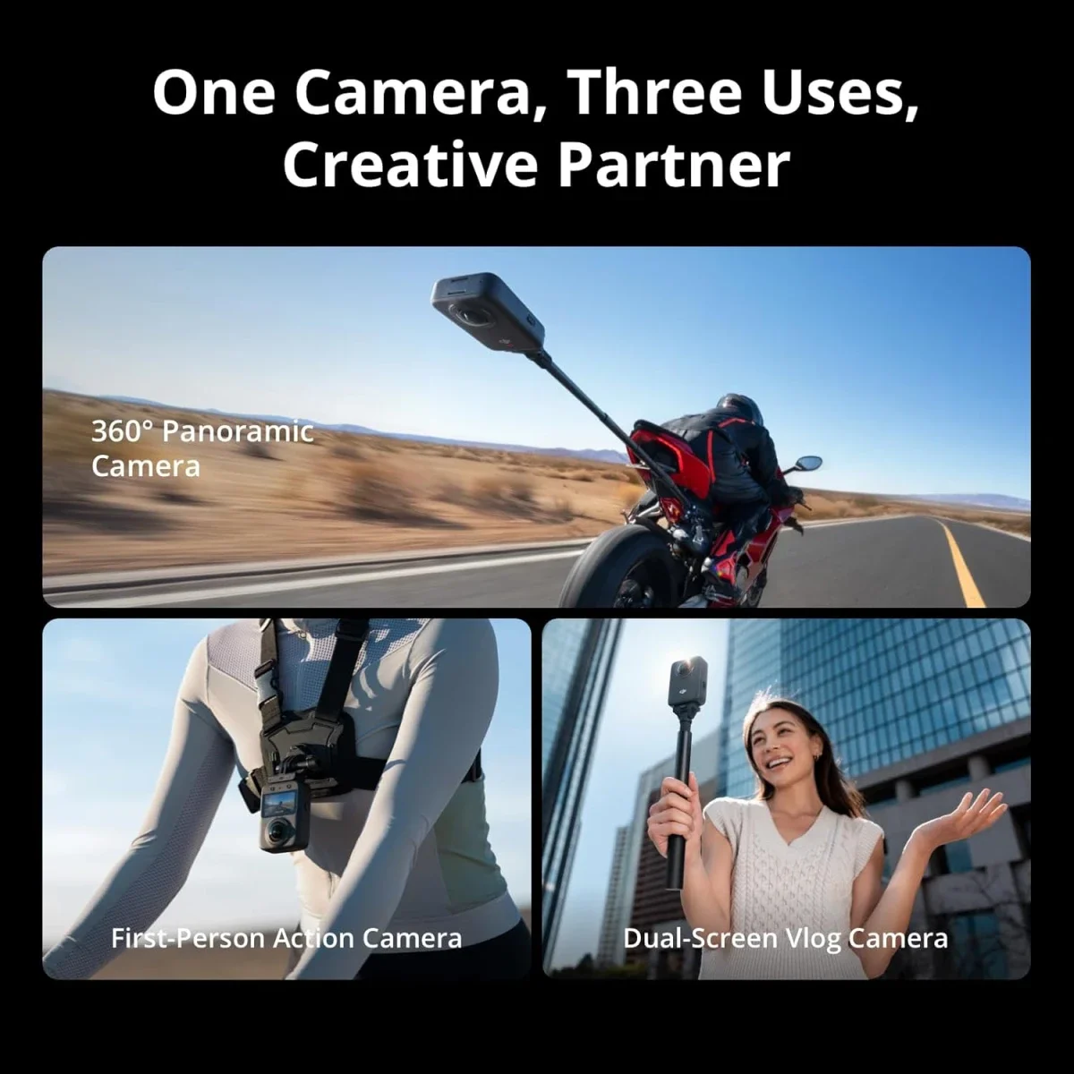 DJI Osmo 360 Adventure Combo 8K 360° Action Camera with 105GB Storage - Thumbnail 10