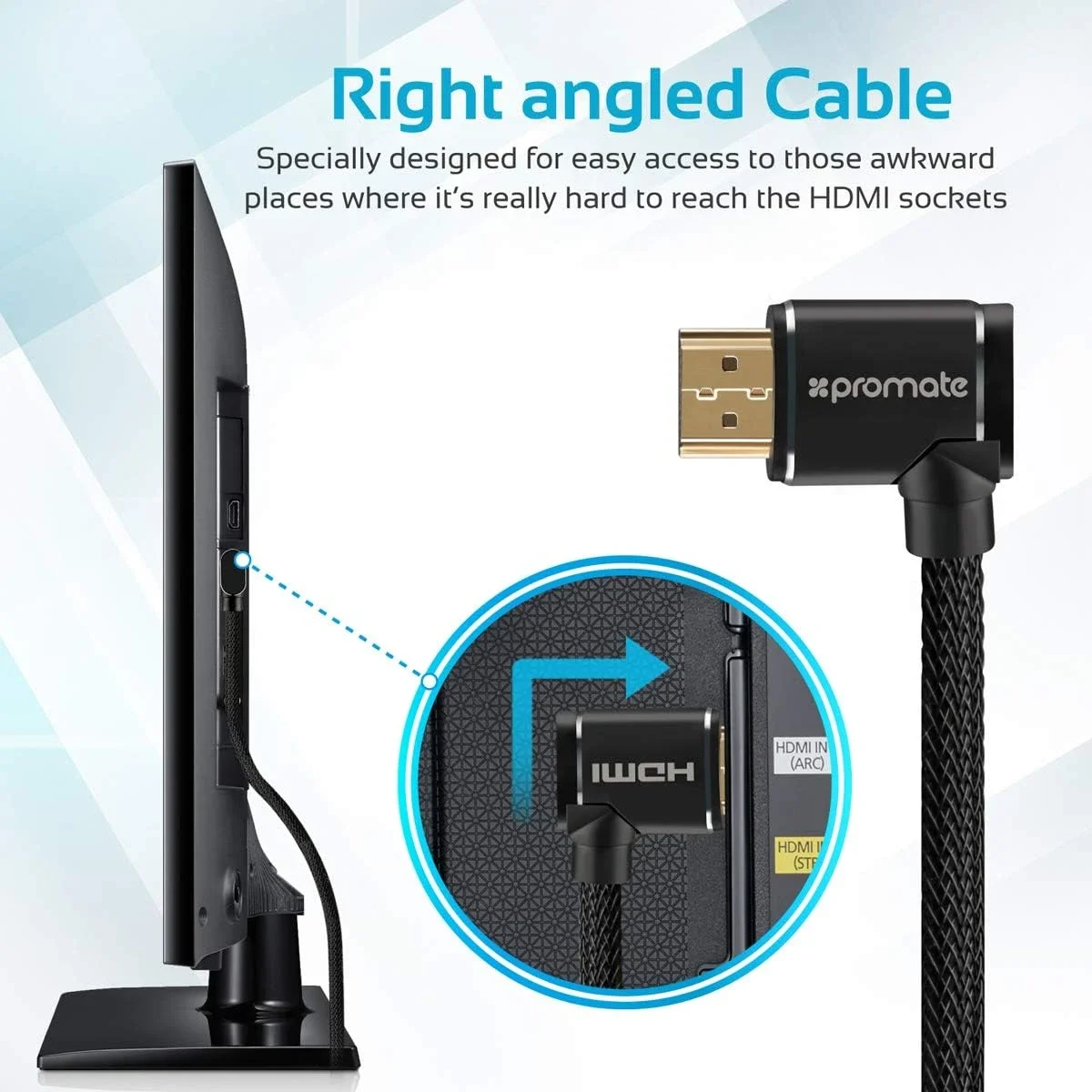 كابل صوت وفيديو HDMI 4K من Promate PROLINK4K1-500 بطول 5 متر لون أسود - Thumbnail 3